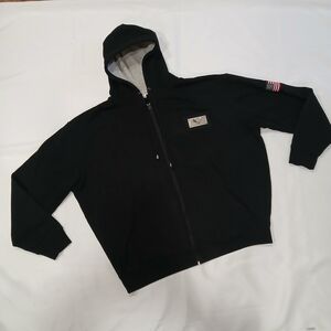 Bradford Exchange Patriotic Black ZipUp Hoodie Eagle Patch American Flag Mens XL
